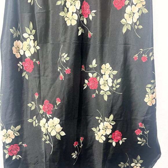 Vintage Adonna Floral Satin Midi Slip Dress Size Medium Lace Whimsigoth - Picture 4 of 5